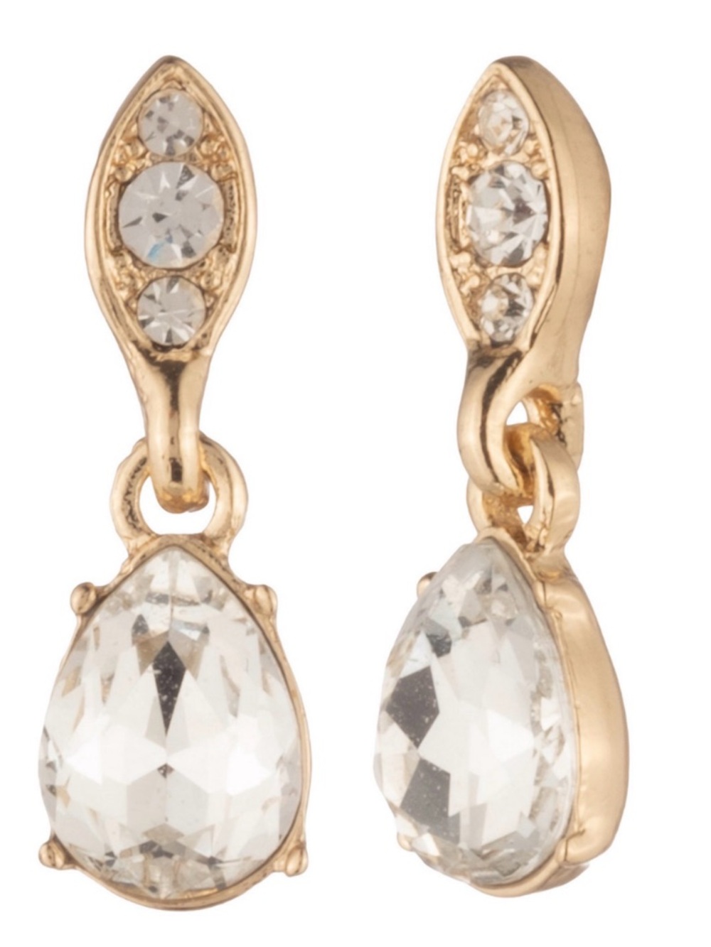 NWT! Givenchy Gold-Tone Glass Crystal Post Drop Earrings